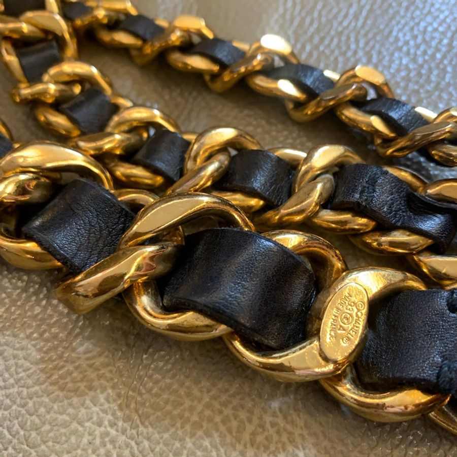 Chanel vintage 經典皮穿鏈腰帶-12