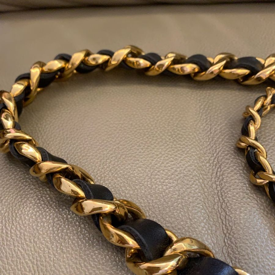 Chanel vintage 經典皮穿鏈腰帶-15