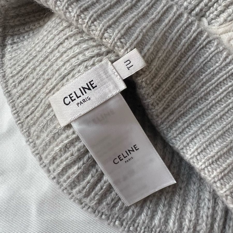 Celine 100% cashmere 淺灰款毛帽-3
