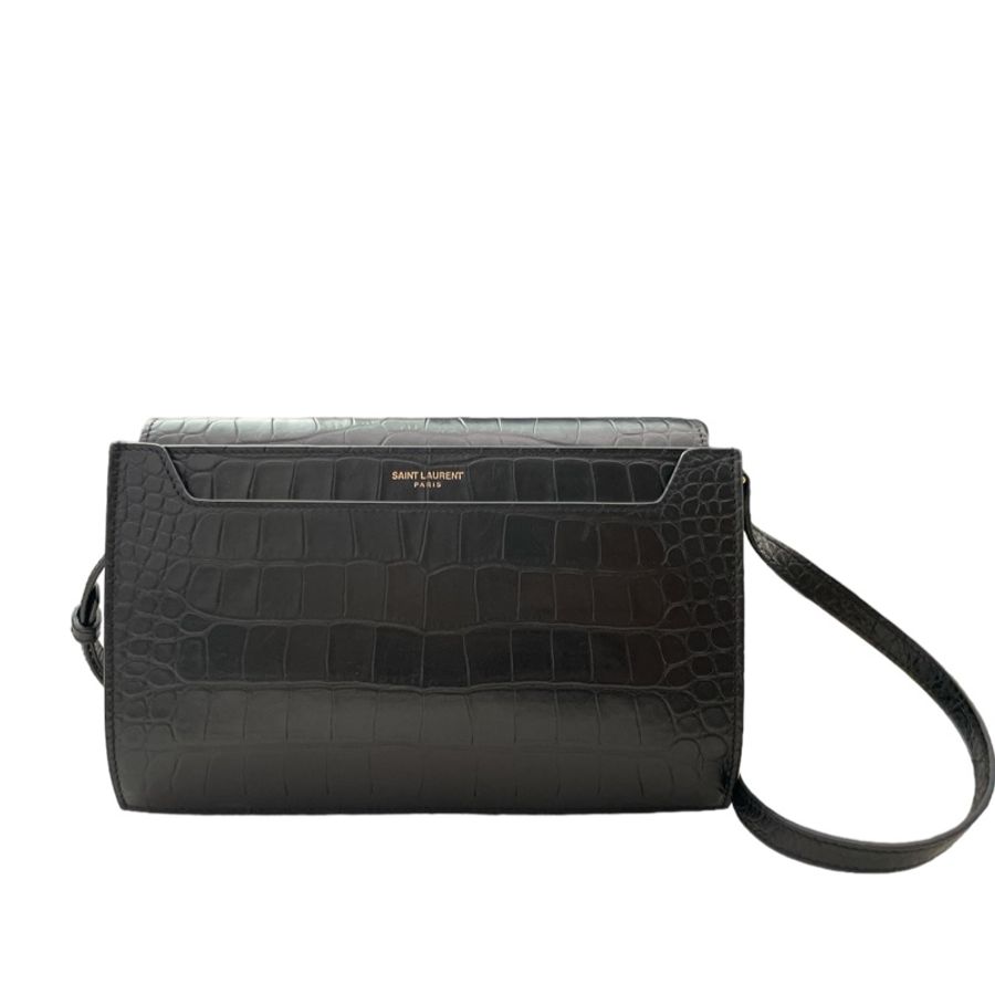 SAINT LAURENT 鱷魚壓紋斜背包-0