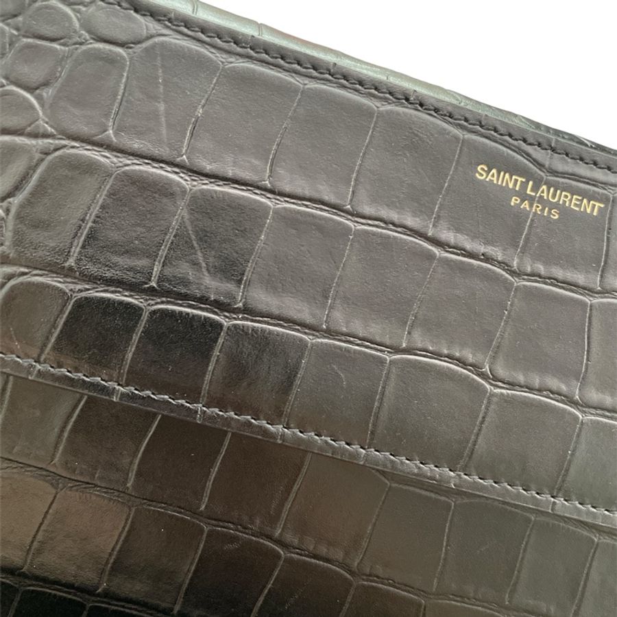 SAINT LAURENT 鱷魚壓紋斜背包-20