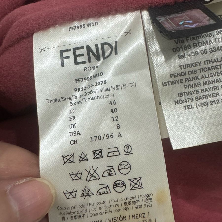Fendi 貂毛羊毛粉色外套size IT44-7