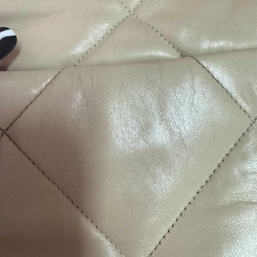 chanel19bag奶茶色杏色銀扣聖誕限定款26公分-14