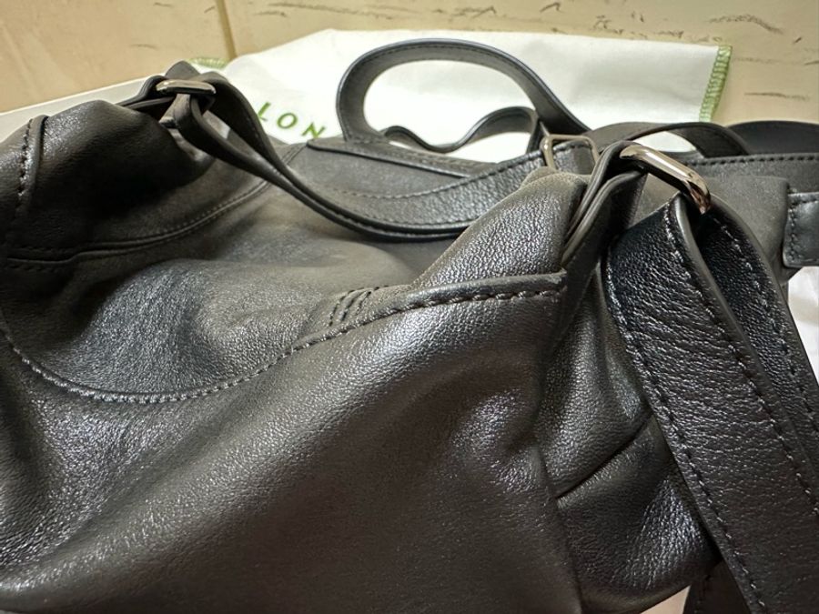 LONGCHAMP LE PLIAGE CUIR系列小羊皮後背水餃包(海軍藍)-2