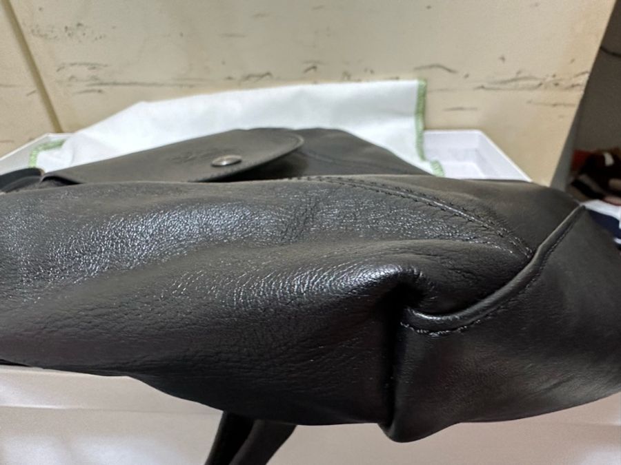 LONGCHAMP LE PLIAGE CUIR系列小羊皮後背水餃包(海軍藍)-24