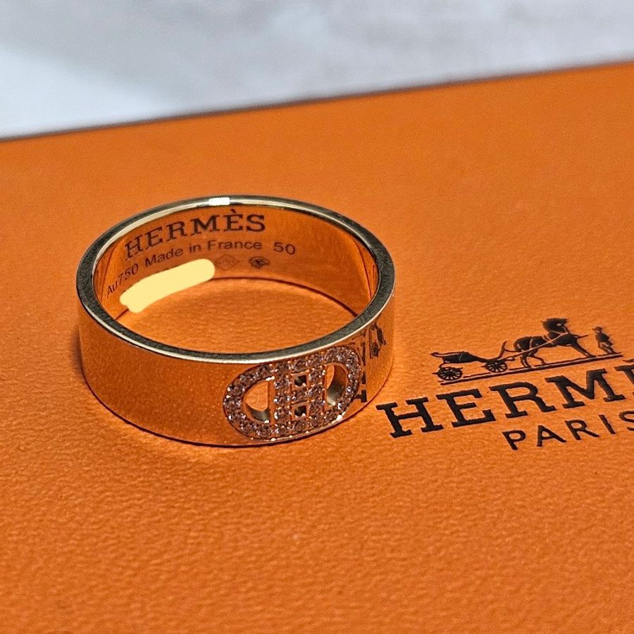 超低價 Hermes 愛馬仕鑽戒 可當墜子 H d'ancre戒指-5