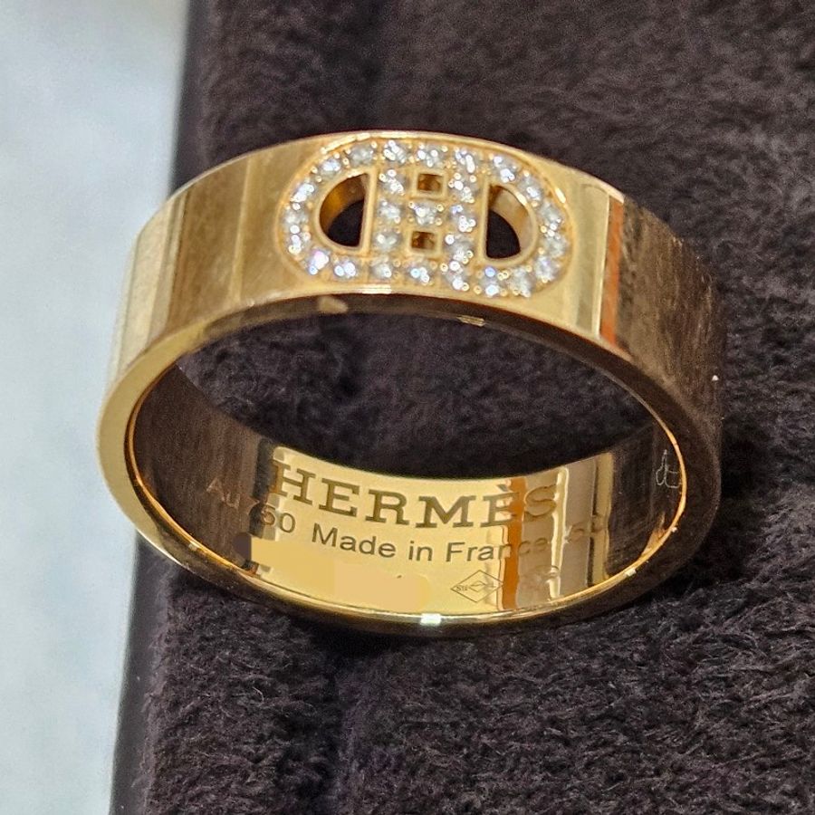 超低價 Hermes 愛馬仕鑽戒 可當墜子 H d'ancre戒指-6