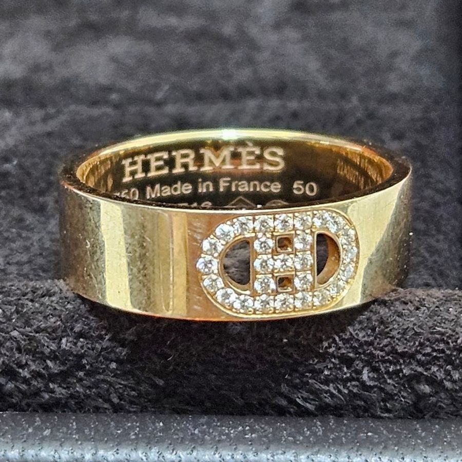 超低價 Hermes 愛馬仕鑽戒 可當墜子 H d'ancre戒指-17