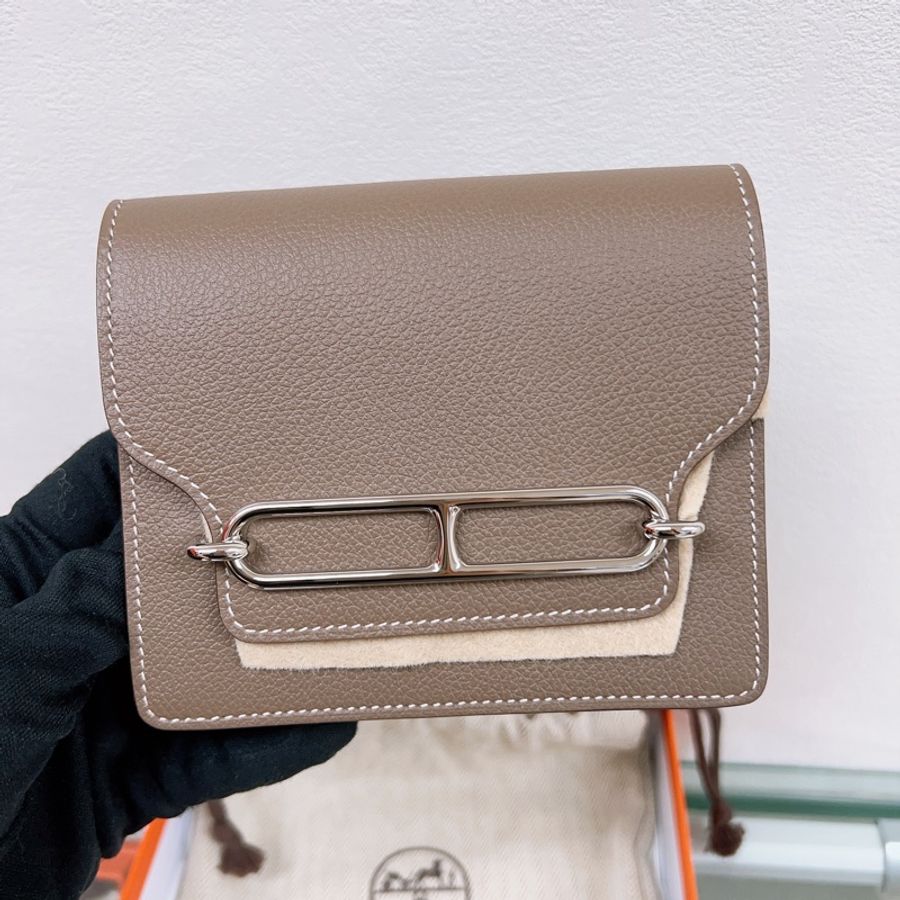 全新✨Hermes roulis slim 大象灰銀扣 豬鼻子皮夾 B刻-1