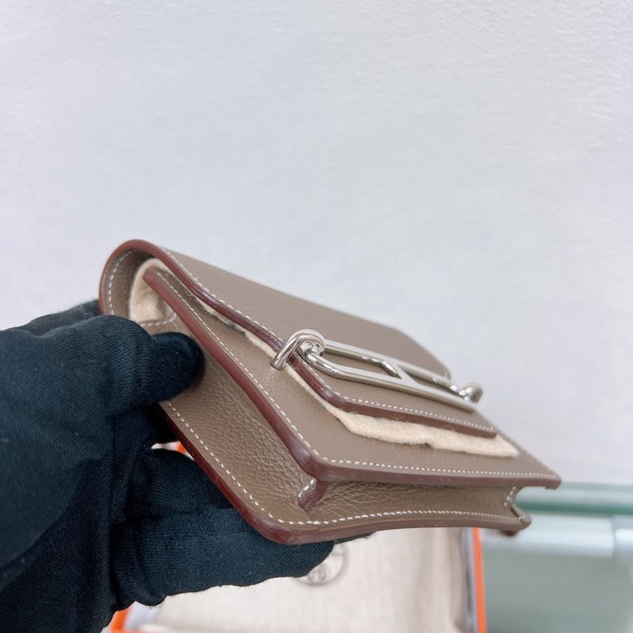 全新✨Hermes roulis slim 大象灰銀扣 豬鼻子皮夾 B刻-3