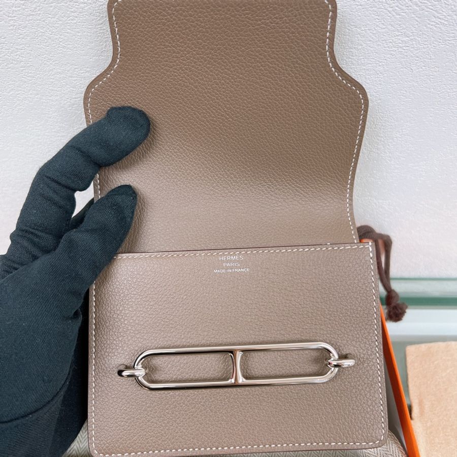 全新✨Hermes roulis slim 大象灰銀扣 豬鼻子皮夾 B刻-5