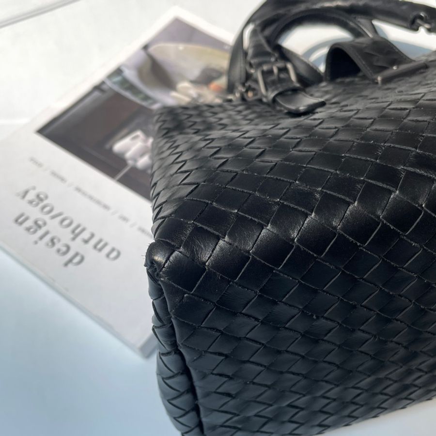 Bottega Veneta Roma黑皮編織包-14