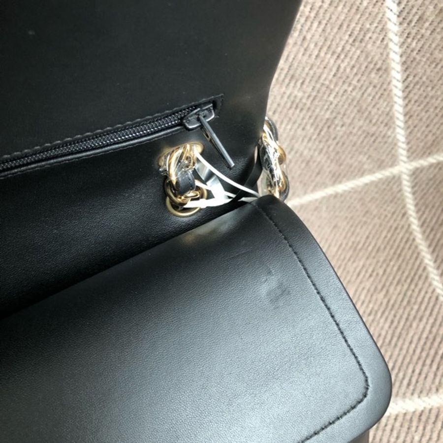 Chanel香奈兒cf jumbo黑金羊皮雙蓋鏈條包，鐳射27開-8