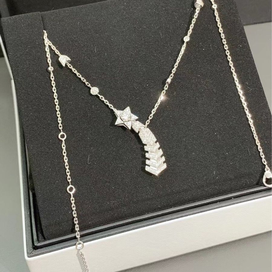 Chanel 高級珠寶系列 香奈兒 滿鑽白金彗星項鍊 可不同佩戴可做胸針,2023購入-1