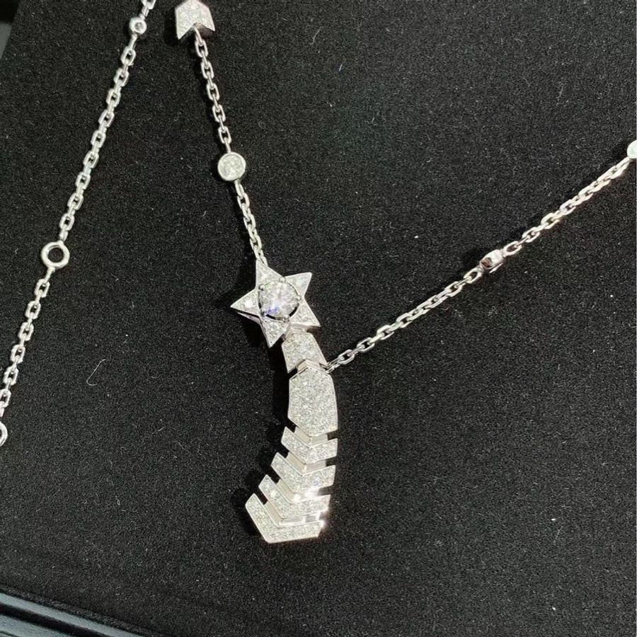 Chanel 高級珠寶系列 香奈兒 滿鑽白金彗星項鍊 可不同佩戴可做胸針,2023購入-2