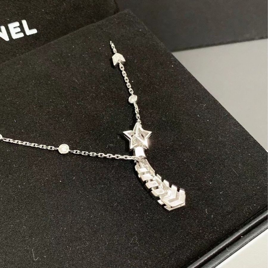 Chanel 高級珠寶系列 香奈兒 滿鑽白金彗星項鍊 可不同佩戴可做胸針,2023購入-3