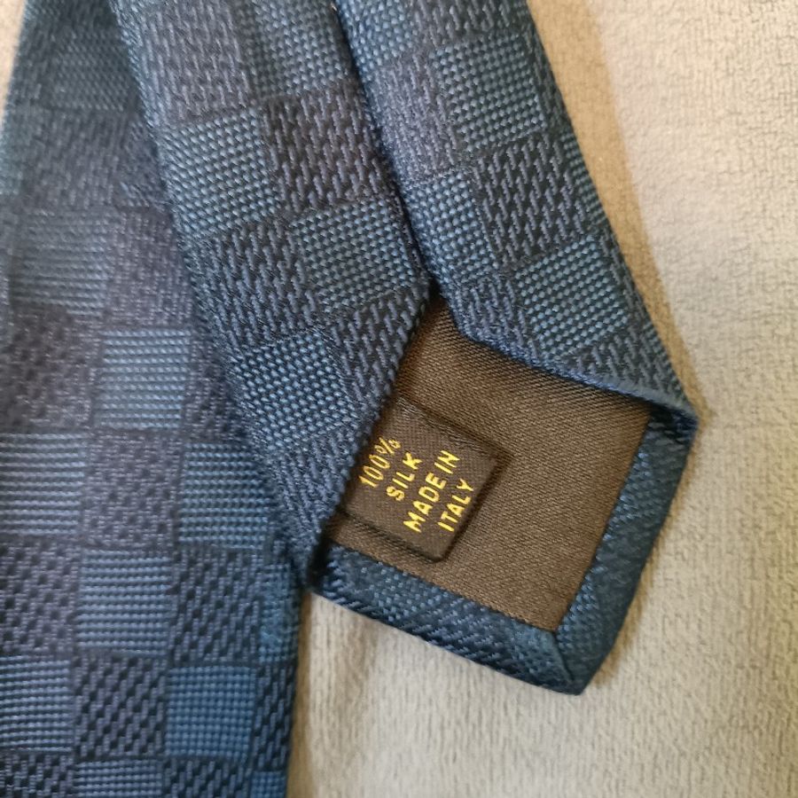 LV 藍色方格領帶-1
