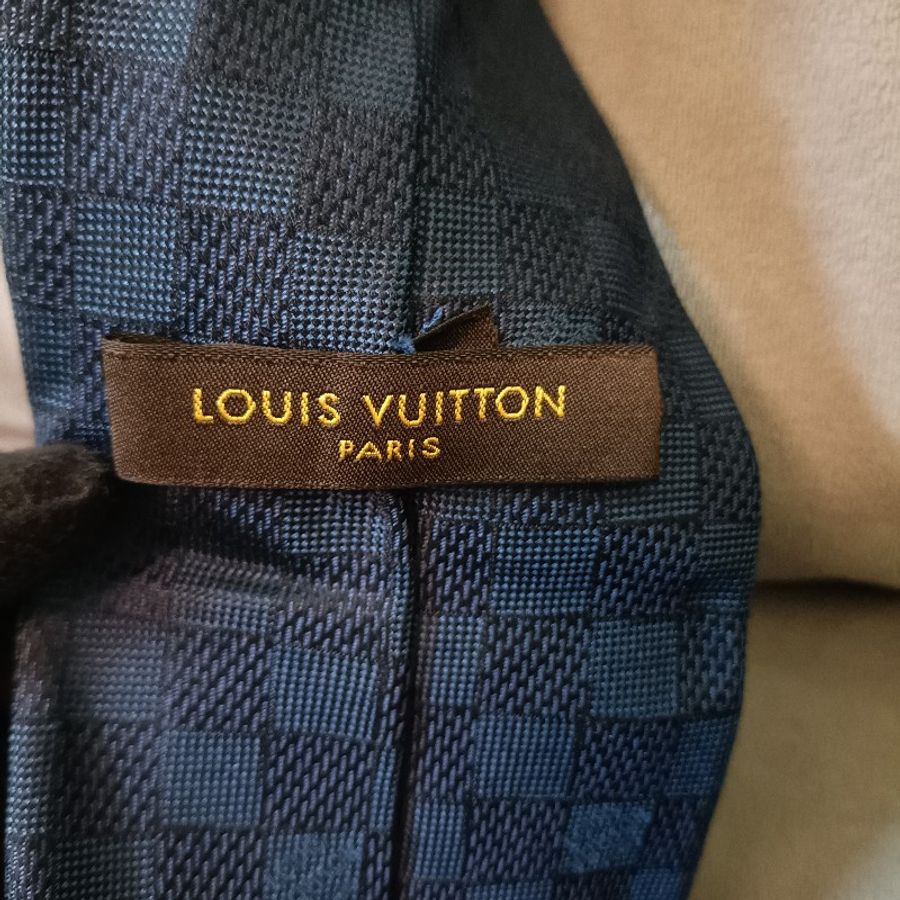 LV 藍色方格領帶-2