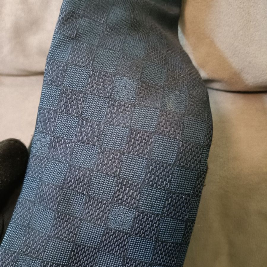 LV 藍色方格領帶-4