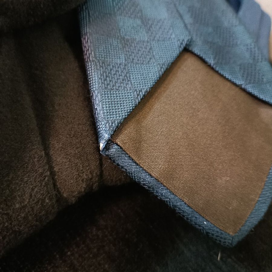 LV 藍色方格領帶-6