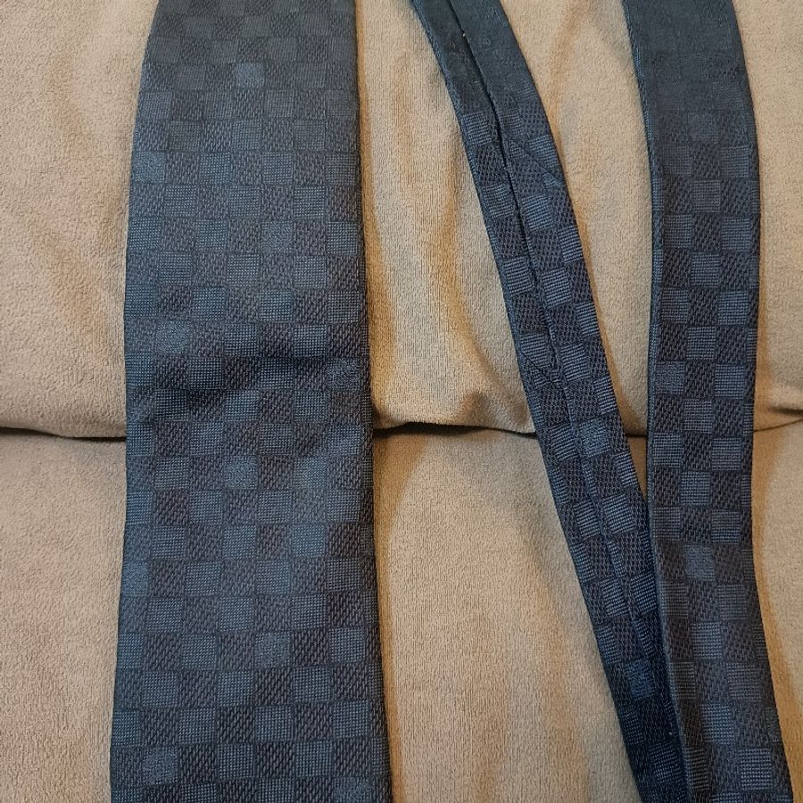 LV 藍色方格領帶-7