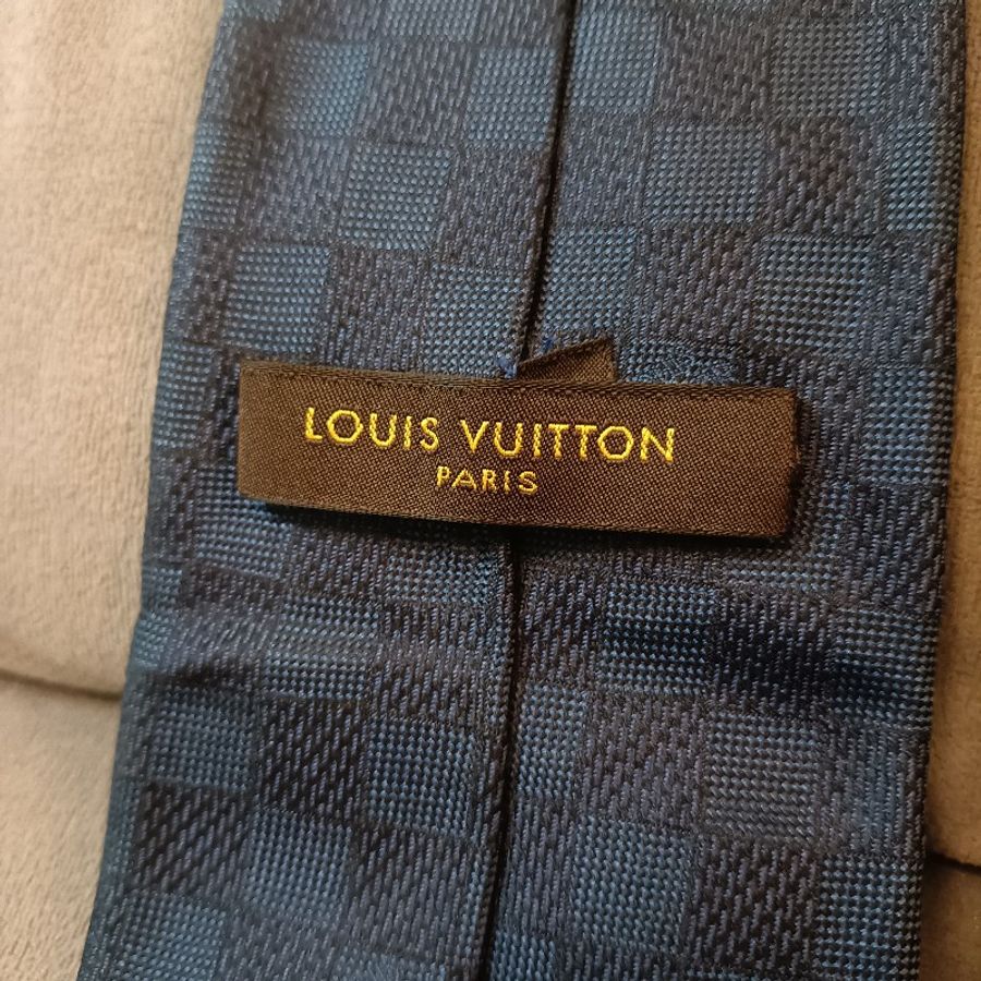 LV 藍色方格領帶-11