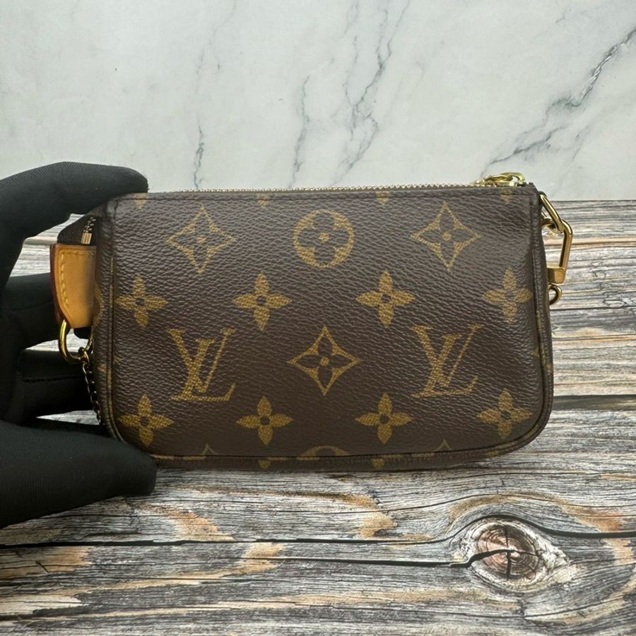 Louis Vuitton 路易威登M58009 經典Monogram帆布迷你金鍊 #麻將包🈶台灣專櫃購證-10