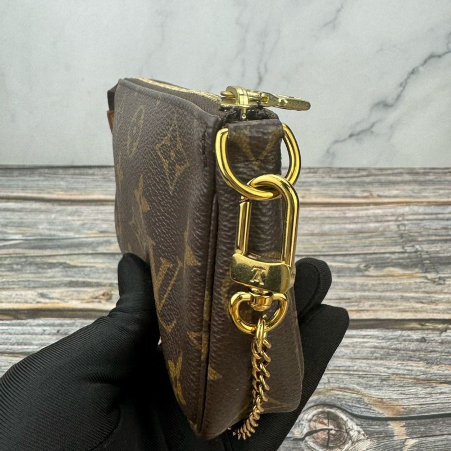 Louis Vuitton 路易威登M58009 經典Monogram帆布迷你金鍊 #麻將包🈶台灣專櫃購證-11