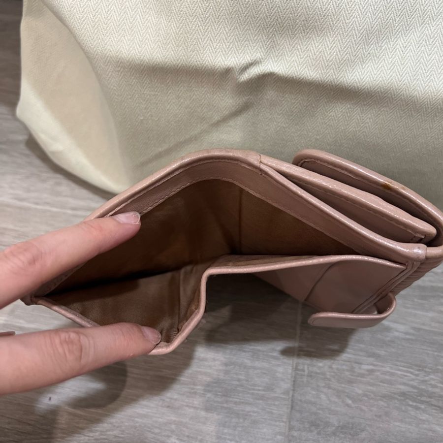 miumiu軟皮短夾銀包雙面裸粉色絕版-4