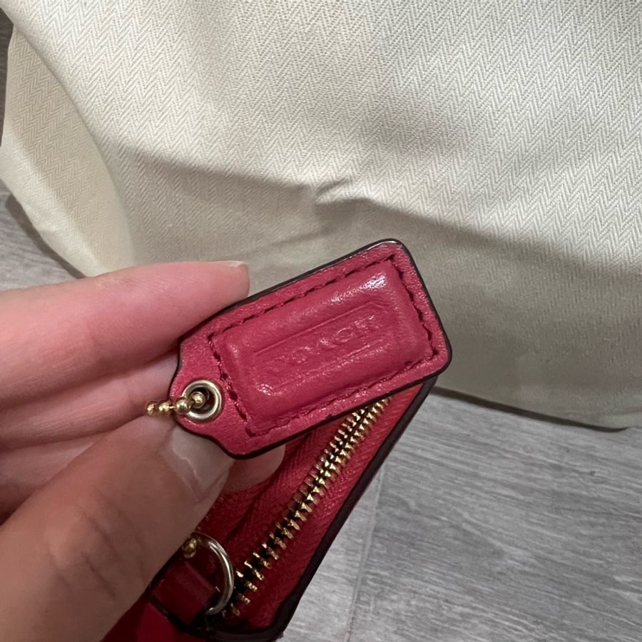 Coach中長夾暗紅色-12