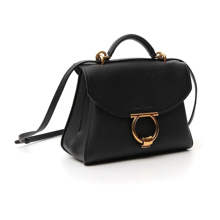 Ferragamo Margot 通勤 手袋 OL 女包 黑金 牛皮 手提 肩背-1