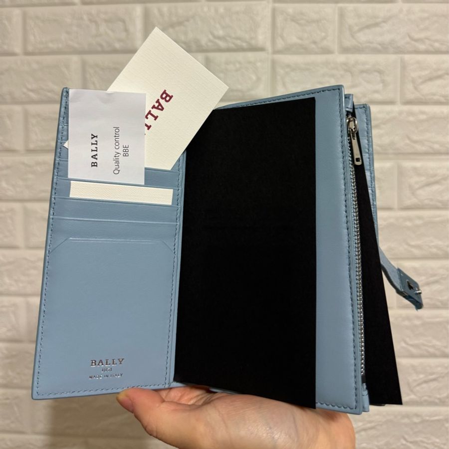 BALLY Amber 鎖頭設計粒面小牛皮多夾層中長夾-12