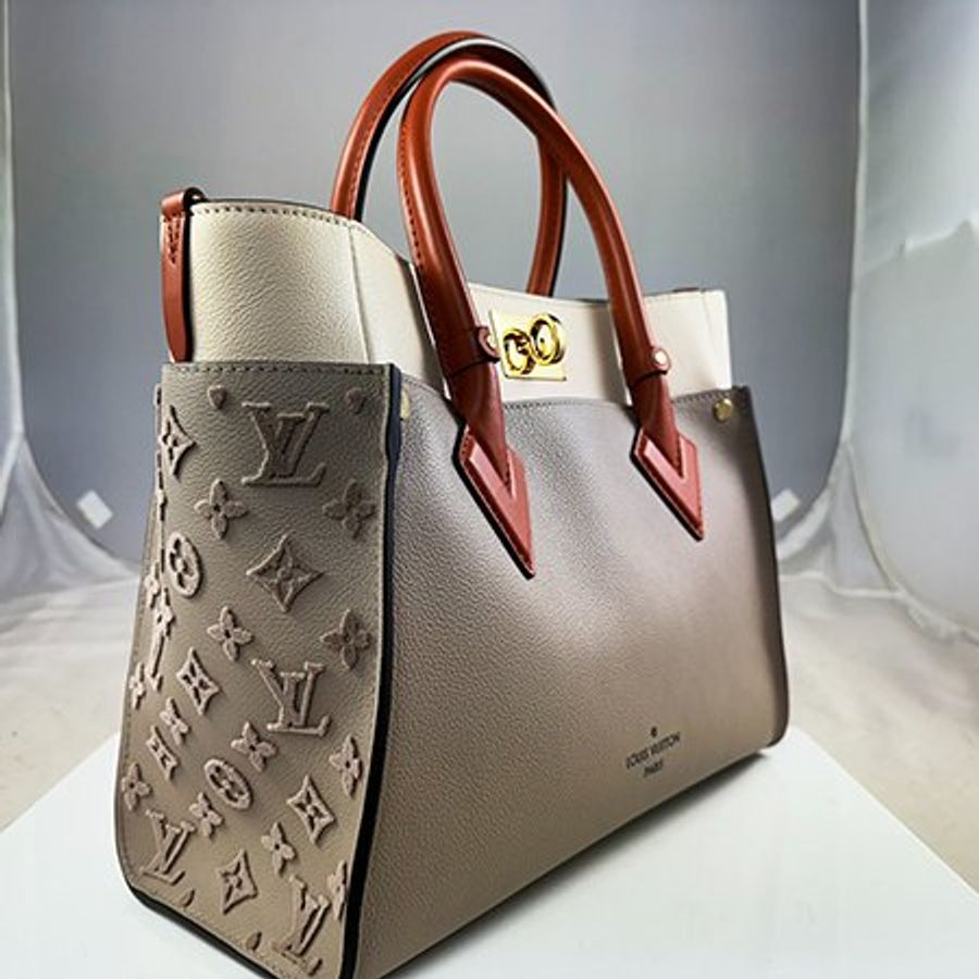 LV 奶茶色牛皮 ON MY SIDE 簇絨手提/斜背二用包(MM) M53825-2