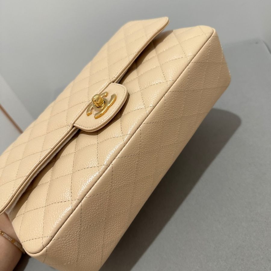Chanel Caviar CF25 奶茶金扣-4
