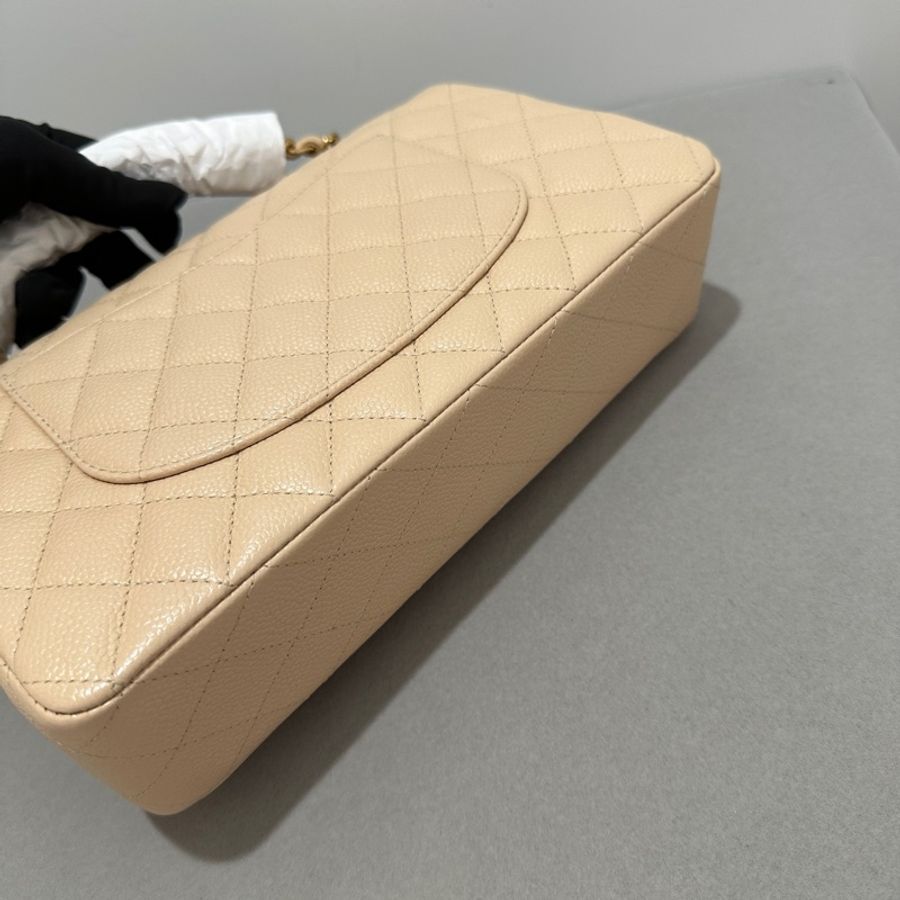 Chanel Caviar CF25 奶茶金扣-6