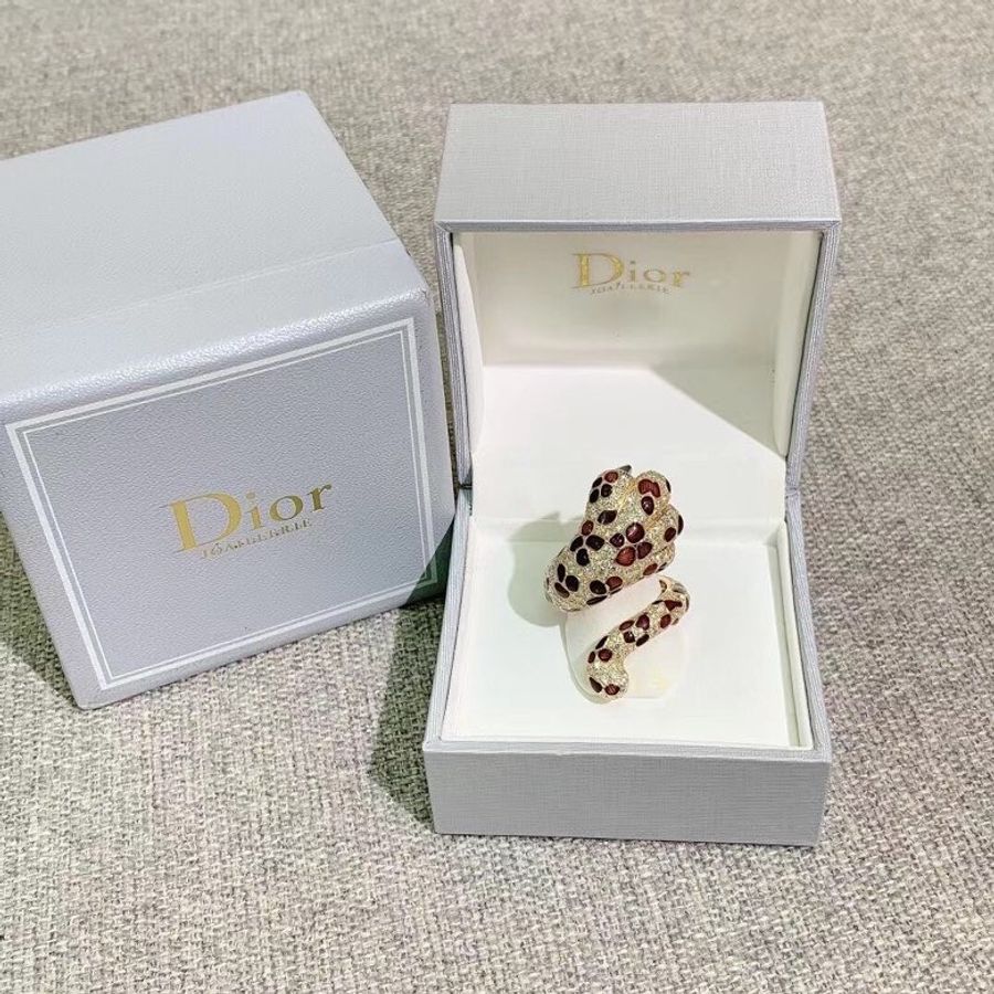 dior 迪奧高級珠寶系列mitza豹爪 玫瑰金滿鑽鑲瑪瑙戒指53號-0