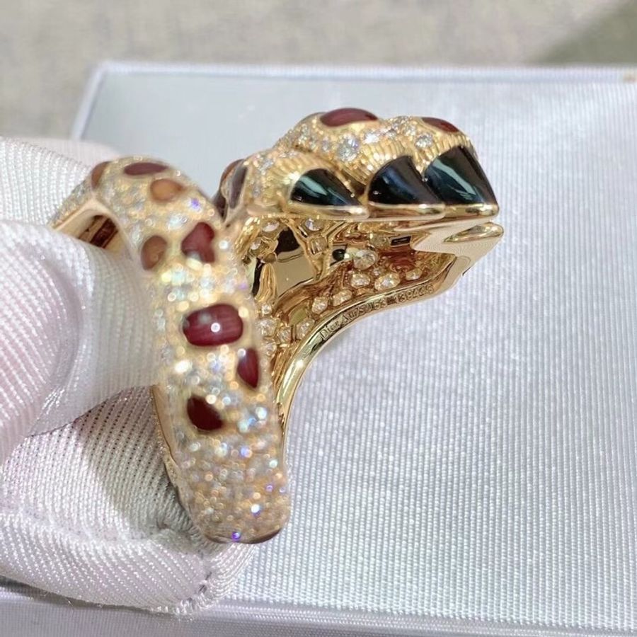 dior 迪奧高級珠寶系列mitza豹爪 玫瑰金滿鑽鑲瑪瑙戒指53號-2