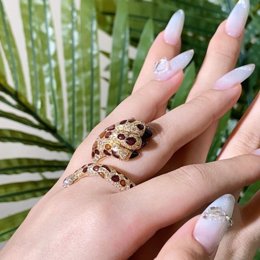 dior 迪奧高級珠寶系列mitza豹爪 玫瑰金滿鑽鑲瑪瑙戒指53號-5