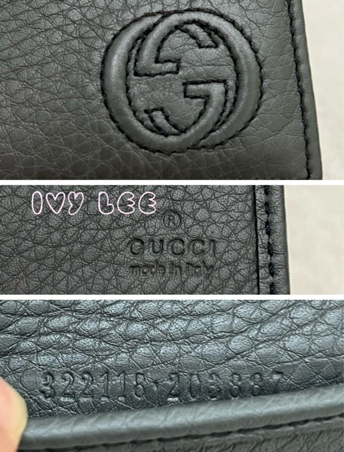 GUCCI 經典灰 短夾錢包 經典 小牛皮荔枝紋 322118 二手精品-7