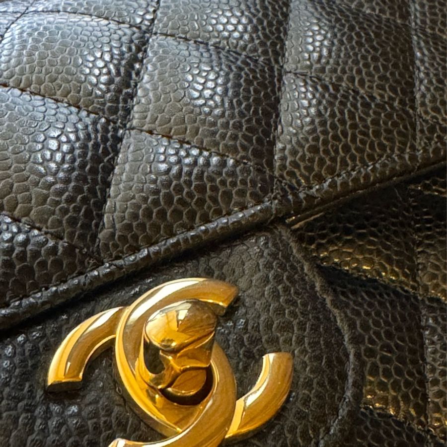 【全新、大全配】Chanel CF23 晶片款 黑金荔枝牛皮 小號🖤-8