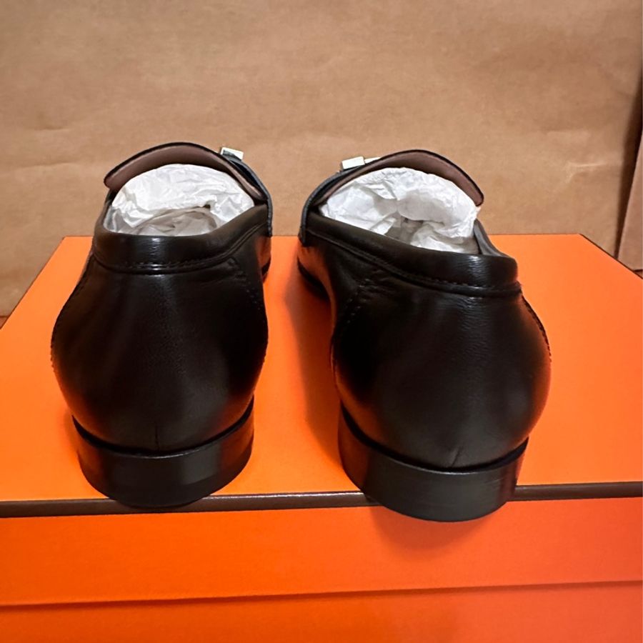 愛馬仕Hermès Paris loafer H扣樂福鞋 黑色銀扣 35.5號-2