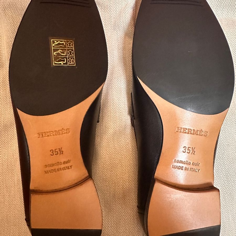 愛馬仕Hermès Paris loafer H扣樂福鞋 黑色銀扣 35.5號-3