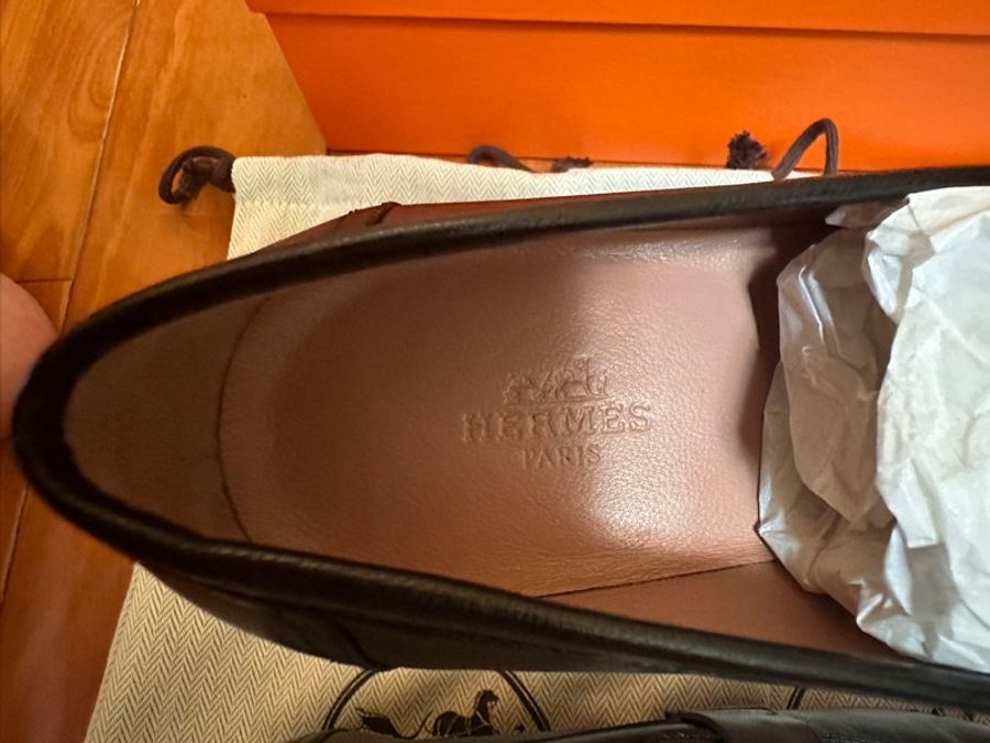 愛馬仕Hermès Paris loafer H扣樂福鞋 黑色銀扣 35.5號-4