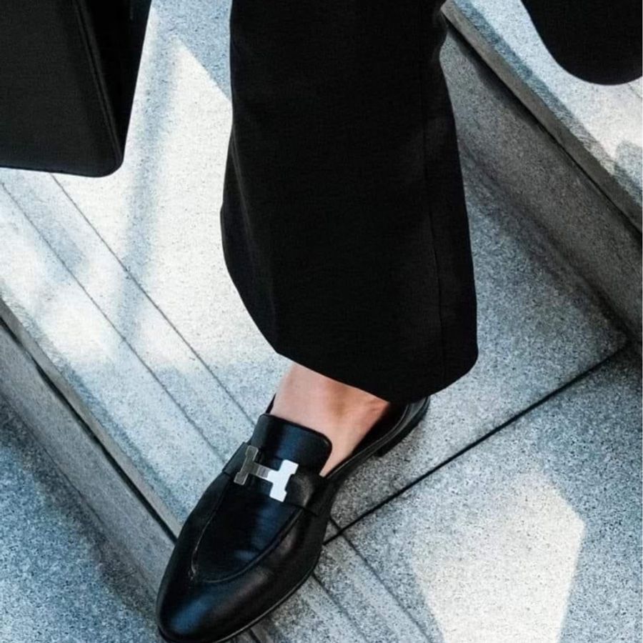 愛馬仕Hermès Paris loafer H扣樂福鞋 黑色銀扣 35.5號-7
