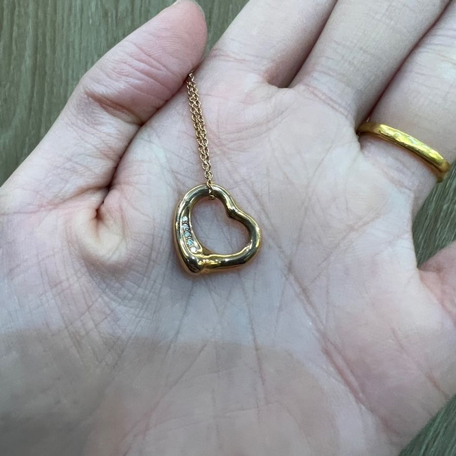 Tiffany 750玫瑰金5點鑽Open Heart項鍊60018503-1