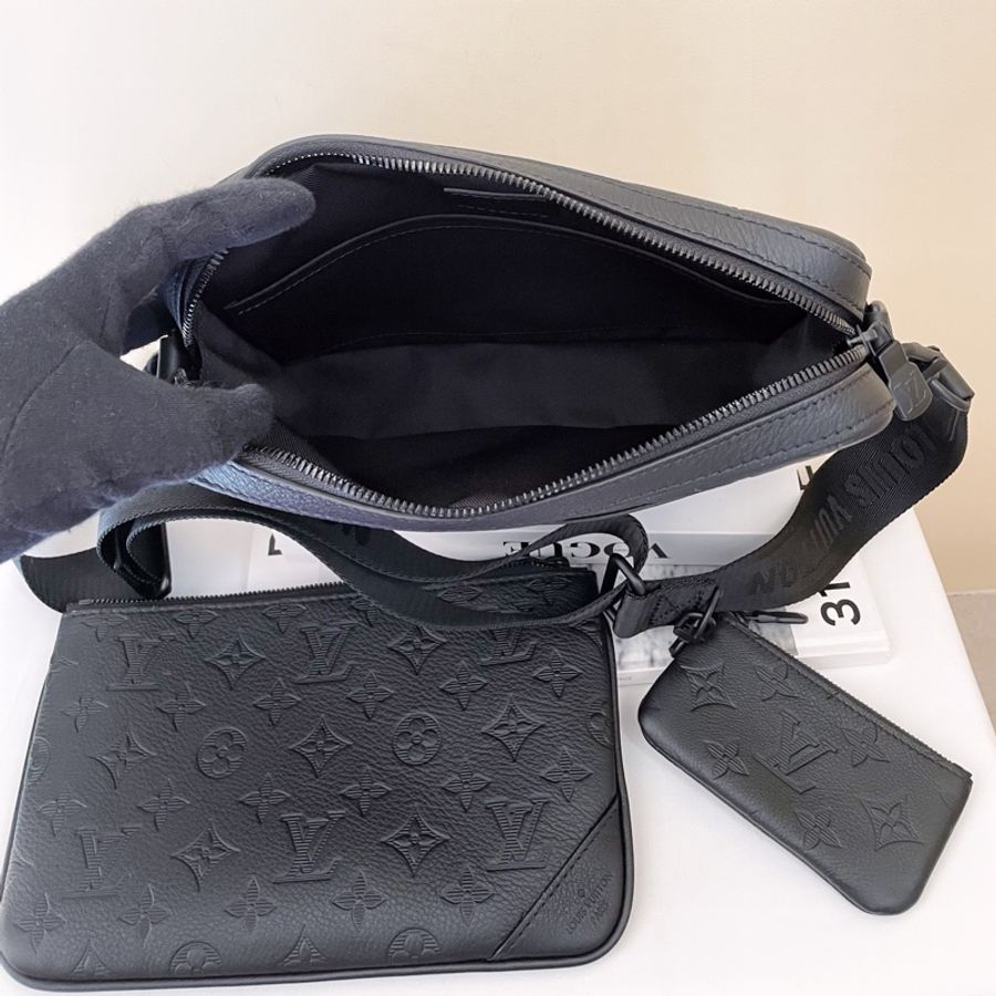 LV TRIO黑壓紋皮 三合一郵差包 男生-5