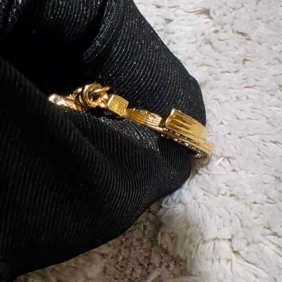 Chanel Vintage雙面萊茵石水鑽鍍金項鍊-14