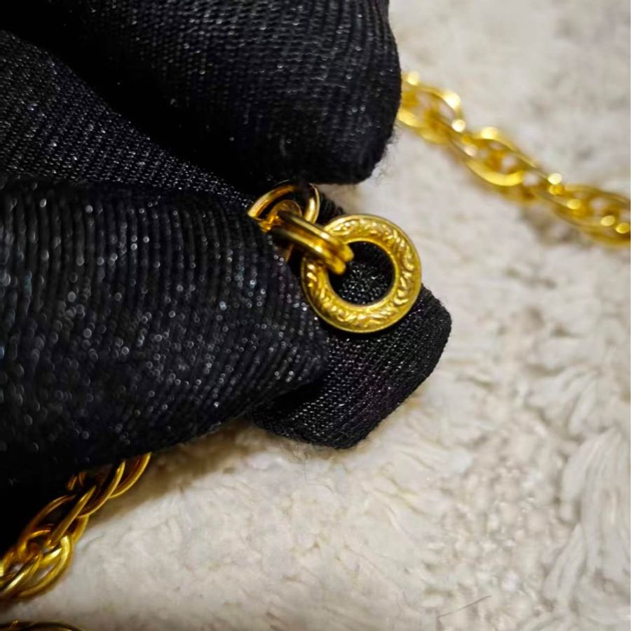 Chanel Vintage雙面萊茵石水鑽鍍金項鍊-20
