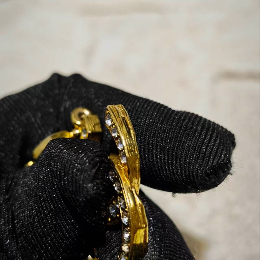 Chanel Vintage雙面萊茵石水鑽鍍金項鍊-32