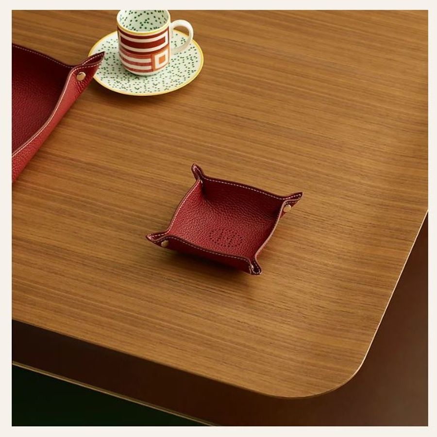 現貨商品 二手商品 台灣購證 Hermes 愛馬仕紅牛皮首飾盤 Mises et Relances H Evelyne迷你置物盤-1